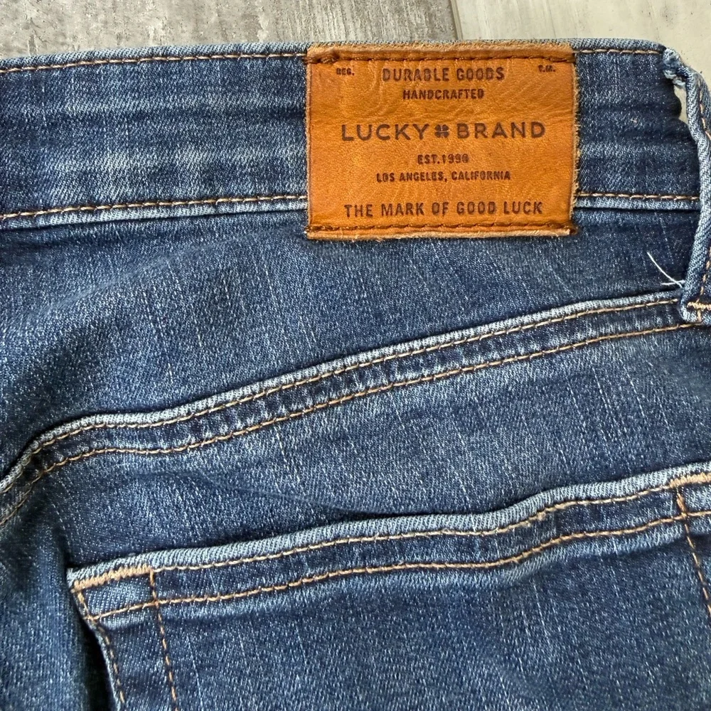 Lucky Brand Bridgette Mid Rise Skinny Jeans Raw Hem Blue Denim 0/25 Ankle - Picture 9 of 9